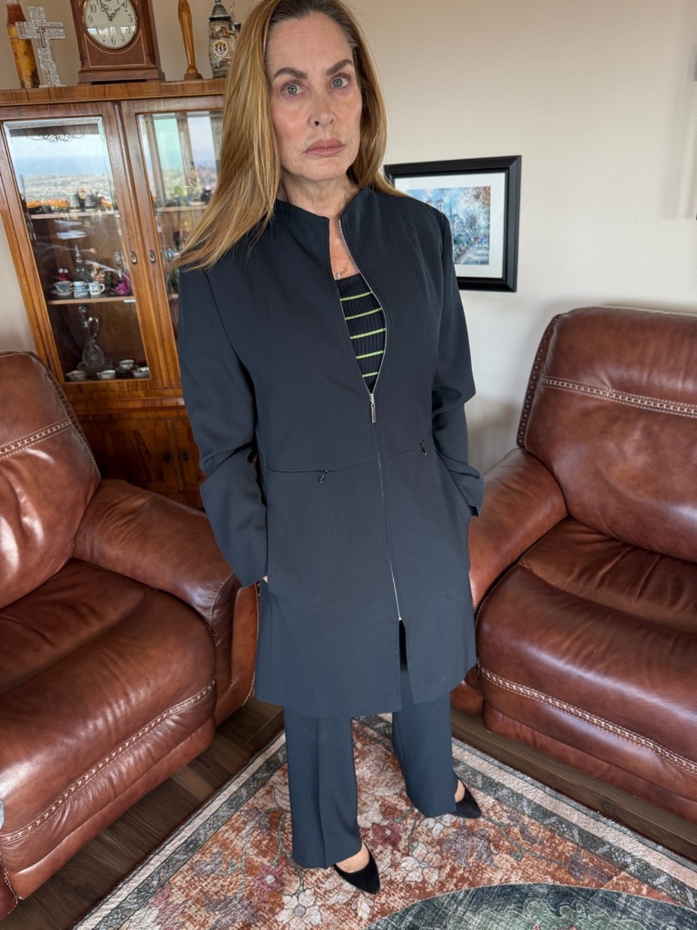 Classic Gray Long Blazer with beautiful matching Pants